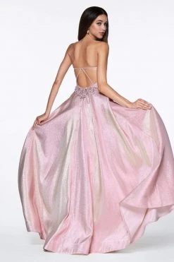 Formal Gowns Cinderella Divine - CR834 Strappy Strapless Dress With Slit 5 Formal Gowns Cinderella Divine - CR834 Strappy Strapless Dress With Slit