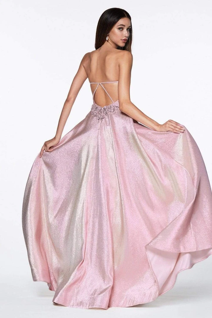 Formal Gowns Cinderella Divine - CR834 Strappy Strapless Dress With Slit 4 Formal Gowns Cinderella Divine - CR834 Strappy Strapless Dress With Slit