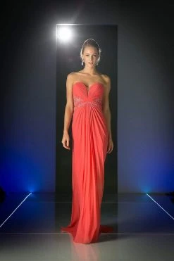 Cinderella Divine - Crisscrossed Strapless Applique Ornate Long Gown