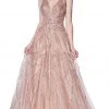 Cinderella Divine - CS029 Sequin Embellished Plunging V-Neck Gown Formal Gowns