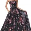 Formal Gowns Cinderella Divine - CS031 Strapless Floral Evening Gown 2 Formal Gowns Cinderella Divine - CS031 Strapless Floral Evening Gown