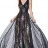 Formal Gowns Cinderella Divine - CS033 Multicolored Sequined V-neck A-line Dress