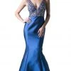 Formal Gowns Cinderella Divine - Deep V-neck Embellished Mermaid Evening Gown 1 Formal Gowns Cinderella Divine - Deep V-neck Embellished Mermaid Evening Gown