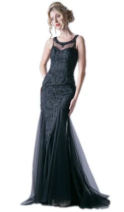 Formal Gowns Cinderella Divine - Embellished Bateau Trumpet Dress