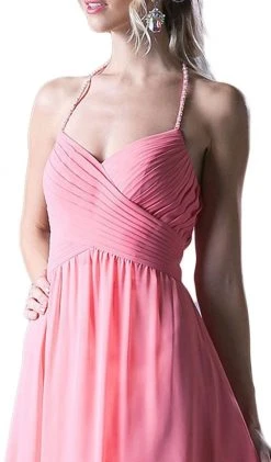 Cinderella Divine - Embellished Halter High Low A-line Dress Formal Gowns