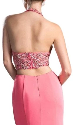Cinderella Divine - Embellished High Halter Fitted Evening Gown Formal Gowns 10 Cinderella Divine - Embellished High Halter Fitted Evening Gown Formal Gowns