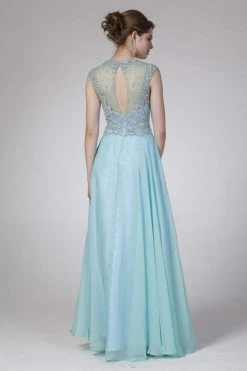 Formal Gowns Cinderella Divine - Embellished Illusion Jewel Neck A-line Gown