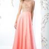 Formal Gowns Cinderella Divine - Embellished Illusion Jewel Neck A-line Gown