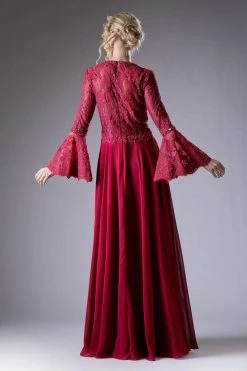 Cinderella Divine - Embellished Lace Long Bell Sleeve A-line Dress Formal Gowns 11 Cinderella Divine - Embellished Lace Long Bell Sleeve A-line Dress Formal Gowns