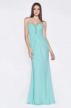 Cinderella Divine - Embellished Ruched Plunging Sweetheart Dress Formal Gowns