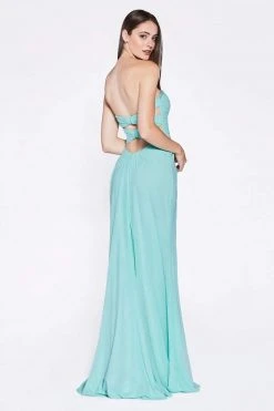 Cinderella Divine - Embellished Ruched Plunging Sweetheart Dress Formal Gowns