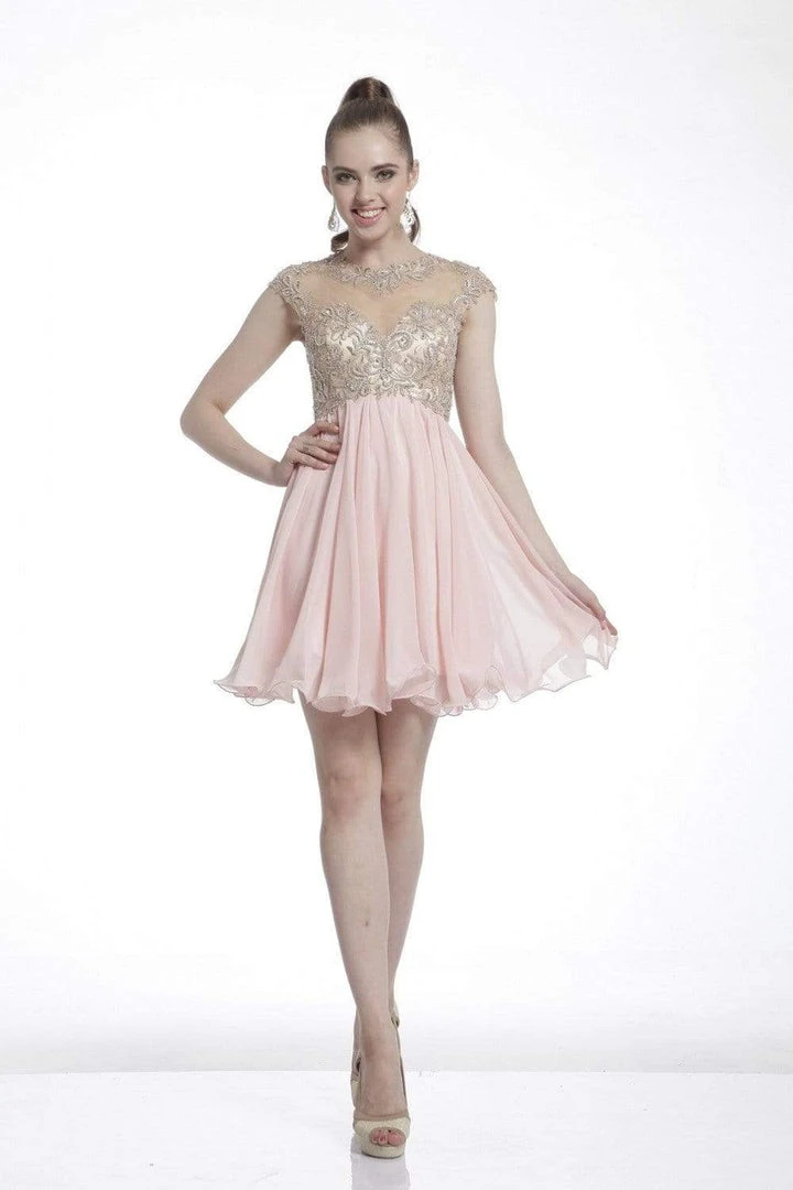 Cocktail Dresses Cinderella Divine - Embroidered Sheer Cap Sleeves Cocktail Dress 5 Cocktail Dresses Cinderella Divine - Embroidered Sheer Cap Sleeves Cocktail Dress