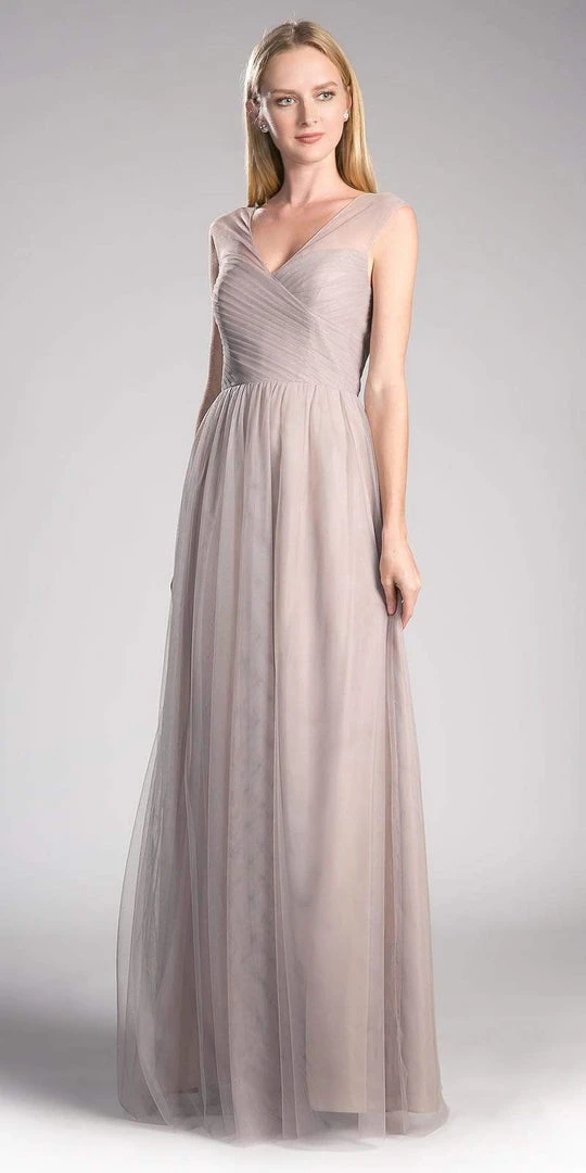 Cinderella Divine - ET320 Sleeveless Pleated Tulle A Line Gown 4 Cinderella Divine - ET320 Sleeveless Pleated Tulle A Line Gown