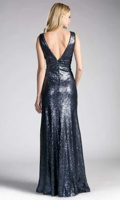 Formal Gowns Cinderella Divine - ET326 Surplice Bodice Draping Sequined Gown