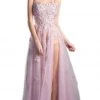 Cinderella Divine - Floral Embroidered Tulle A-line Prom Dress 1 Cinderella Divine - Floral Embroidered Tulle A-line Prom Dress