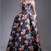 Formal Gowns Cinderella Divine - Floral Sweetheart Pleated Evening Gown