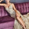 Cinderella Divine - Glitter Embellished Mermaid Prom Dress CR844 - 1 Pc Gold In Size 18 Available 2 Cinderella Divine - Glitter Embellished Mermaid Prom Dress CR844 - 1 Pc Gold In Size 18 Available