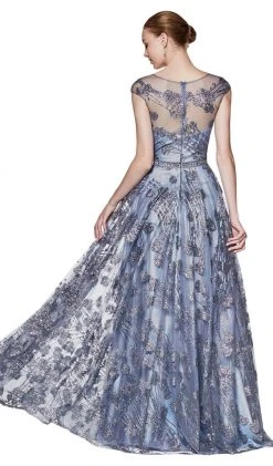 Cinderella Divine - Glitter Floral Illusion Scoop Ballgown CR830 - 1 Pc Rose Gold In Size S Available