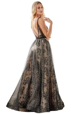 Formal Gowns Cinderella Divine - H9928 Deep V-neck A-line Gown