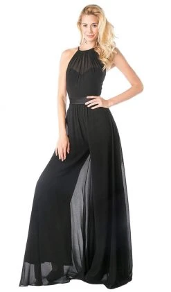 Plus Size Dresses Cinderella Divine - Halter Neck Chiffon Jumpsuit