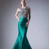 Cinderella Divine - HW03 Two Piece Floral Appliqued Mermaid Gown Formal Gowns