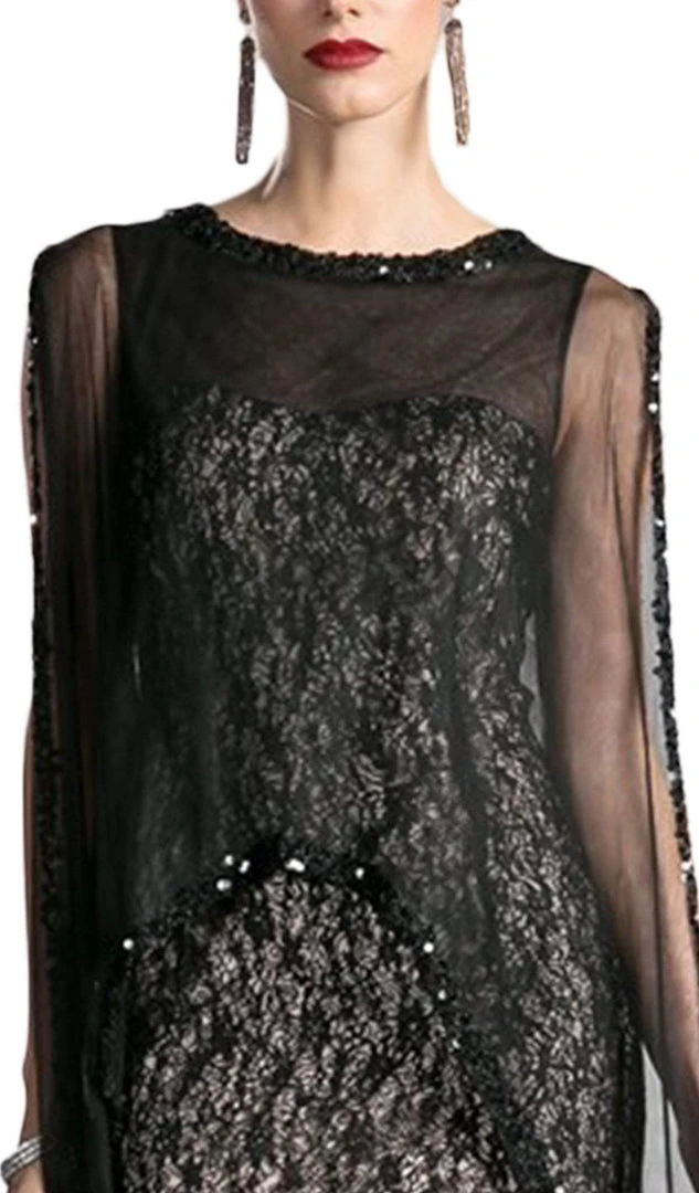 Cinderella Divine - Illusion Cape Lace Sheath Evening Gown 4 Cinderella Divine - Illusion Cape Lace Sheath Evening Gown