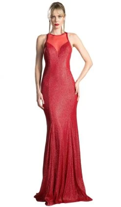 Cinderella Divine - Illusion Jewel Neck Shimmer Fabric Fitted Dress Formal Gowns 11 Cinderella Divine - Illusion Jewel Neck Shimmer Fabric Fitted Dress Formal Gowns