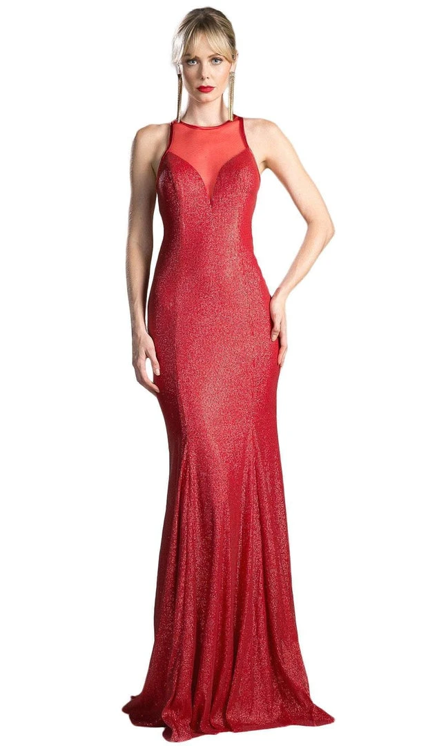Cinderella Divine - Illusion Jewel Neck Shimmer Fabric Fitted Dress Formal Gowns 7 Cinderella Divine - Illusion Jewel Neck Shimmer Fabric Fitted Dress Formal Gowns