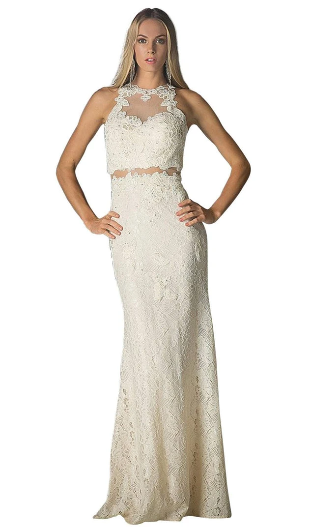 Cinderella Divine - Illusion Lace Appliqued Sheath Gown 3 Cinderella Divine - Illusion Lace Appliqued Sheath Gown