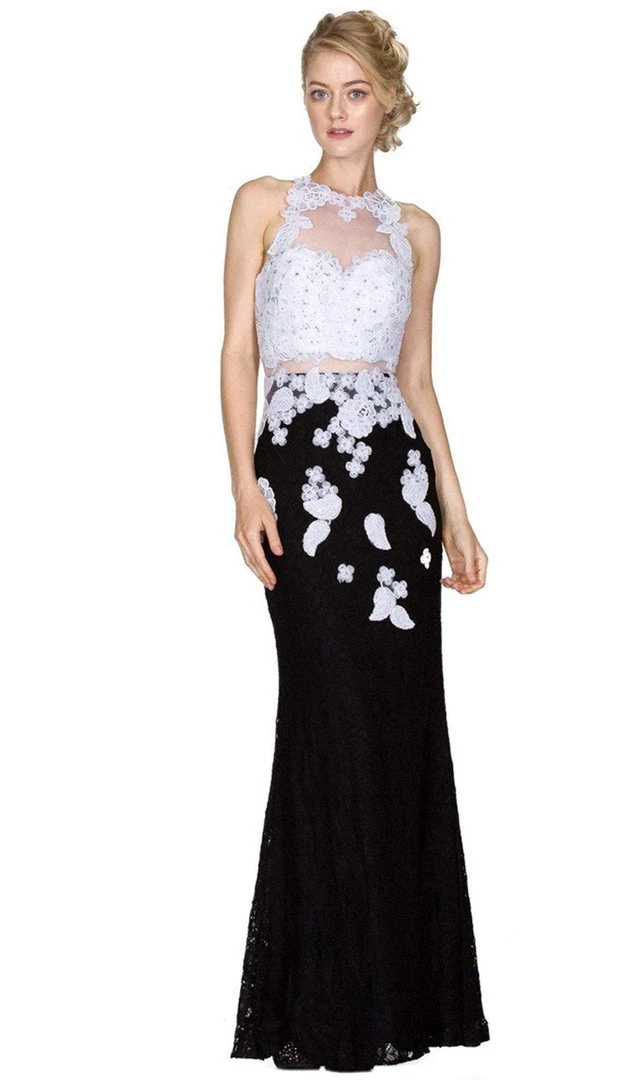 Cinderella Divine - Illusion Lace Appliqued Sheath Gown 4 Cinderella Divine - Illusion Lace Appliqued Sheath Gown