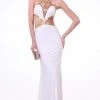 Formal Gowns Cinderella Divine - J735 Sheer Beaded Halter Midriff Cutout Dress