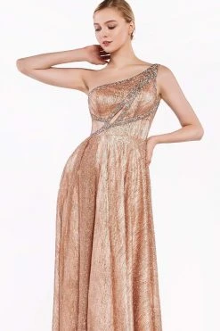 Formal Gowns Cinderella Divine - J782 Asymmetric Shimmering Long Dress
