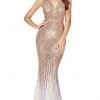 Formal Gowns Cinderella Divine - J9273 Fitted Ombre Sequin V Neck Evening Gown