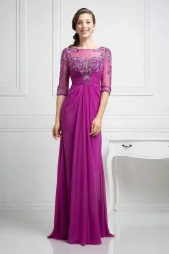 Cinderella Divine - JC4206 Beaded Lace Bateau Chiffon Dress 10 Cinderella Divine - JC4206 Beaded Lace Bateau Chiffon Dress