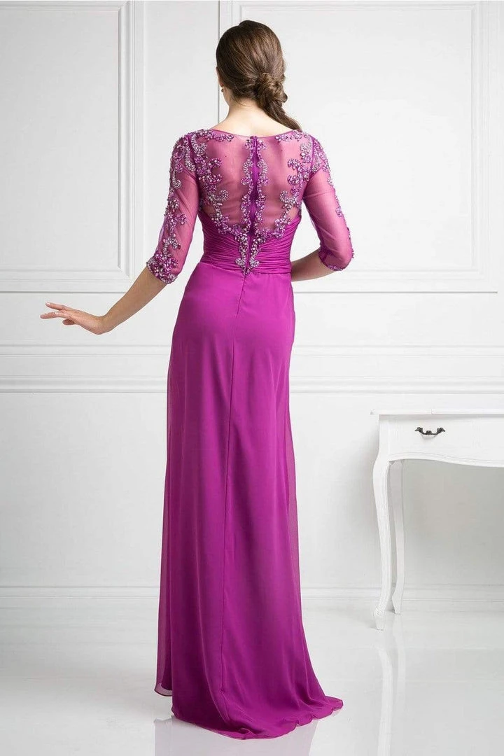 Cinderella Divine - JC4206 Beaded Lace Bateau Chiffon Dress 6 Cinderella Divine - JC4206 Beaded Lace Bateau Chiffon Dress