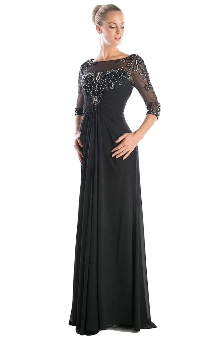 Cinderella Divine - JC4206 Beaded Lace Bateau Chiffon Dress 3 Cinderella Divine - JC4206 Beaded Lace Bateau Chiffon Dress