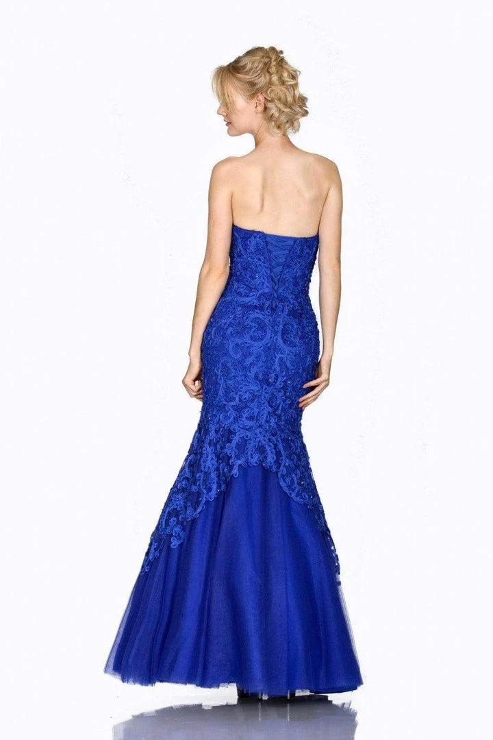 Cinderella Divine - KC1701 Strapless Sweetheart Beaded Lace Mermaid Gown - 1 Pc Royal In Size 8 Available 6 Cinderella Divine - KC1701 Strapless Sweetheart Beaded Lace Mermaid Gown - 1 Pc Royal In Size 8 Available