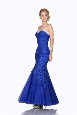 Cinderella Divine - KC1701 Strapless Sweetheart Beaded Lace Mermaid Gown - 1 Pc Royal In Size 8 Available 8 Cinderella Divine - KC1701 Strapless Sweetheart Beaded Lace Mermaid Gown - 1 Pc Royal In Size 8 Available