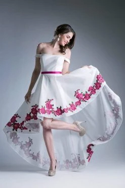 Cinderella Divine - KC1770 Off-Shoulder A-Line High Low Dress