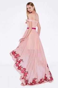 Cinderella Divine - KC1770 Off-Shoulder A-Line High Low Dress