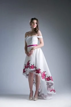 Cinderella Divine - KC1770 Off-Shoulder A-Line High Low Dress