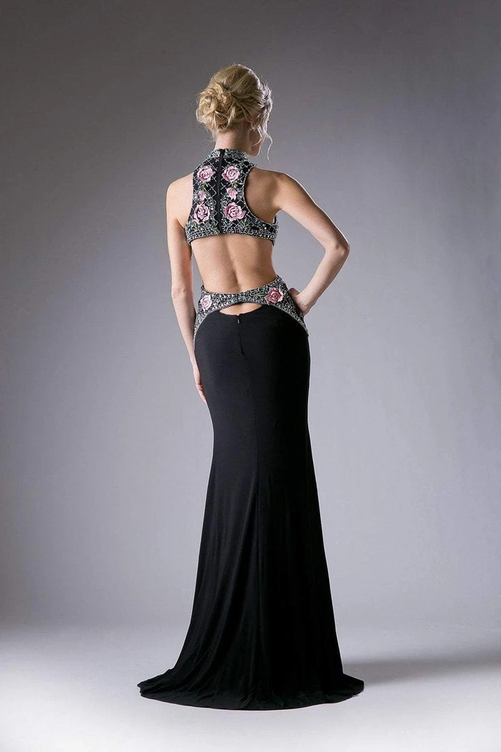 Formal Gowns Cinderella Divine - KC1799 Floral Applique Beaded Jersey Evening Gown 4 Formal Gowns Cinderella Divine - KC1799 Floral Applique Beaded Jersey Evening Gown