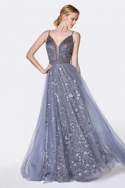Cinderella Divine - KC888 Sleeveless Sheer Plunging Neck Glitter Gown 11 Cinderella Divine - KC888 Sleeveless Sheer Plunging Neck Glitter Gown