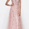 Cinderella Divine - KC888 Sleeveless Sheer Plunging Neck Glitter Gown 1 Cinderella Divine - KC888 Sleeveless Sheer Plunging Neck Glitter Gown