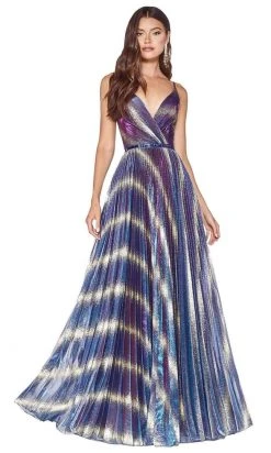Cinderella Divine - KC895 Glittered And Multi-colored Pleated Dress Formal Gowns