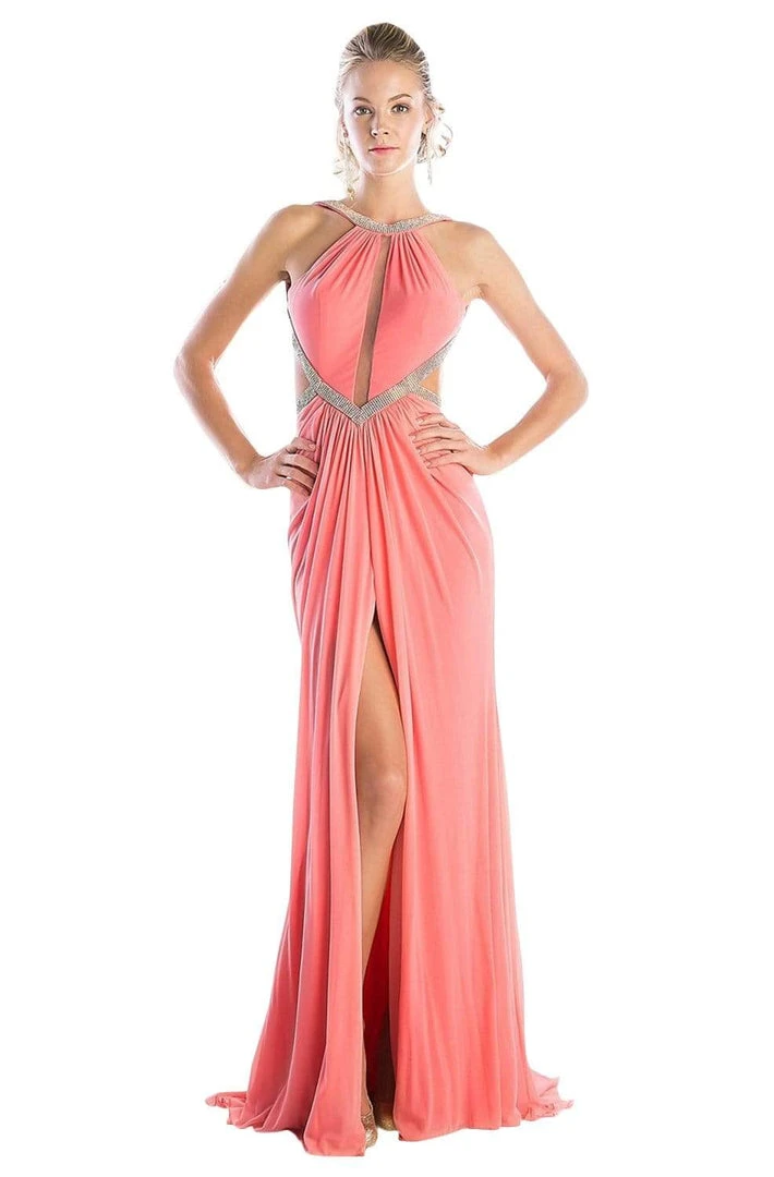 Cinderella Divine - KD019 Beaded Illusion Cutout Backless Gown 3 Cinderella Divine - KD019 Beaded Illusion Cutout Backless Gown