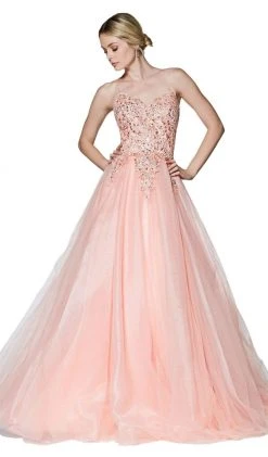 Cinderella Divine - KV1037 Adorned Lace Bodice Tulle Gown Formal Gowns