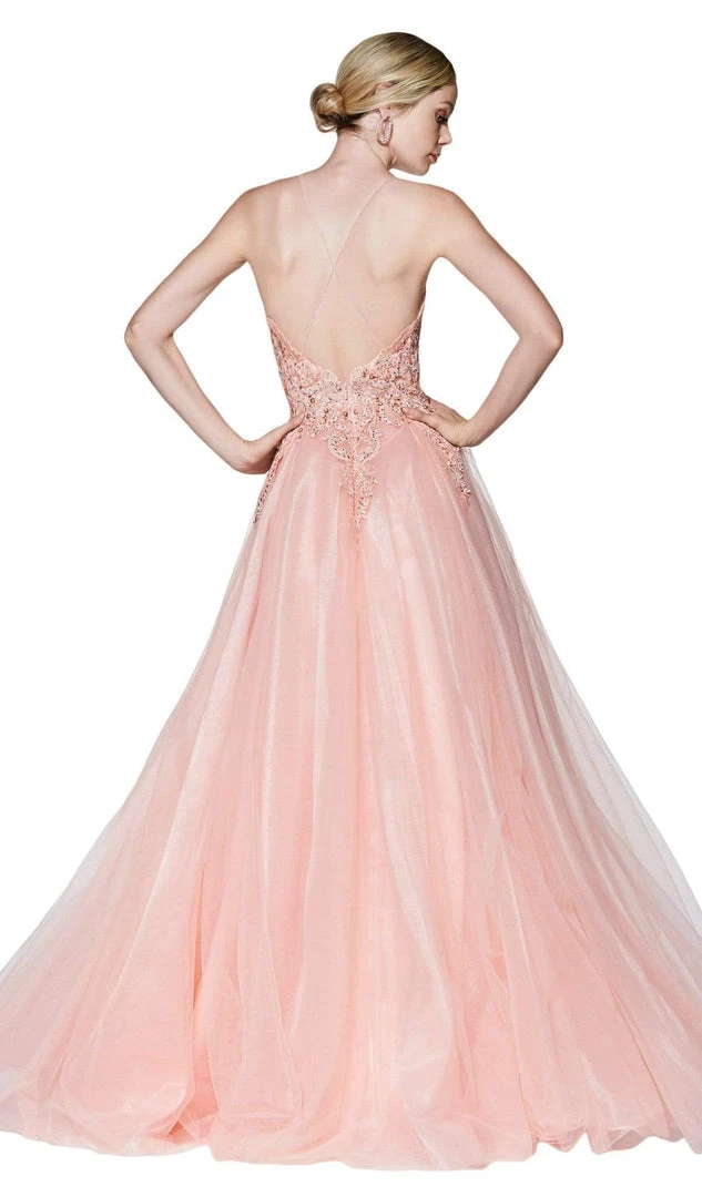 Cinderella Divine - KV1037 Adorned Lace Bodice Tulle Gown Formal Gowns 4 Cinderella Divine - KV1037 Adorned Lace Bodice Tulle Gown Formal Gowns