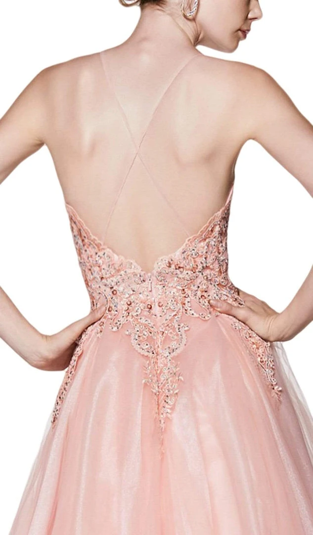 Cinderella Divine - KV1037 Adorned Lace Bodice Tulle Gown Formal Gowns 5 Cinderella Divine - KV1037 Adorned Lace Bodice Tulle Gown Formal Gowns