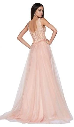 Formal Gowns Cinderella Divine - KV1040 Embroidered Lace High Slit A-Line Gown 11 Formal Gowns Cinderella Divine - KV1040 Embroidered Lace High Slit A-Line Gown